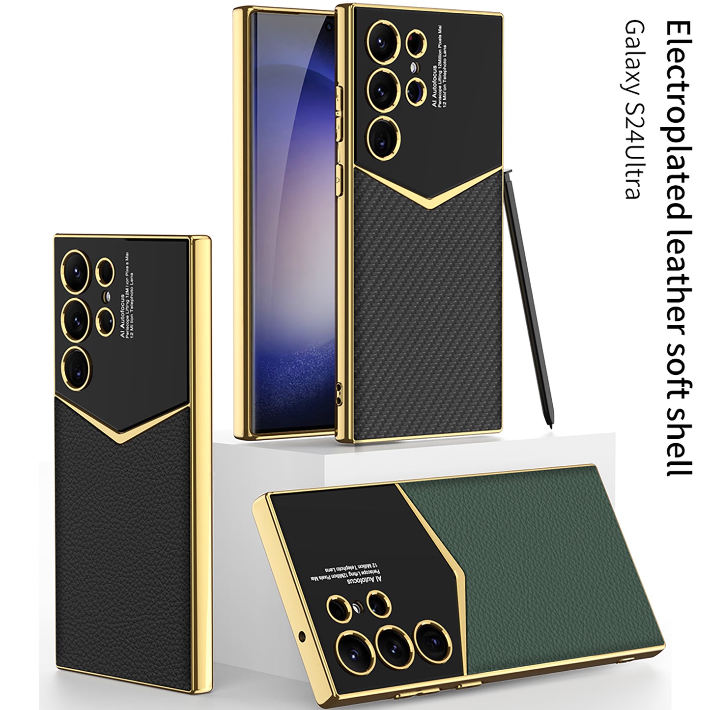 Electroplated Leather Phone Case For Samsung Galaxy S24 S23 Ultra Plus - Mycasety Mycasety