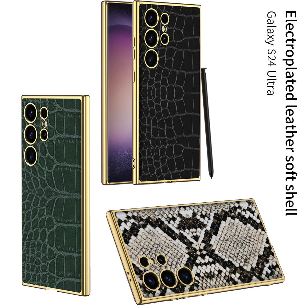 Luxury Leather Electroplated Protective Phone Case For Samsung Galaxy S24 S23 Ultra Plus - Mycasety Mycasety