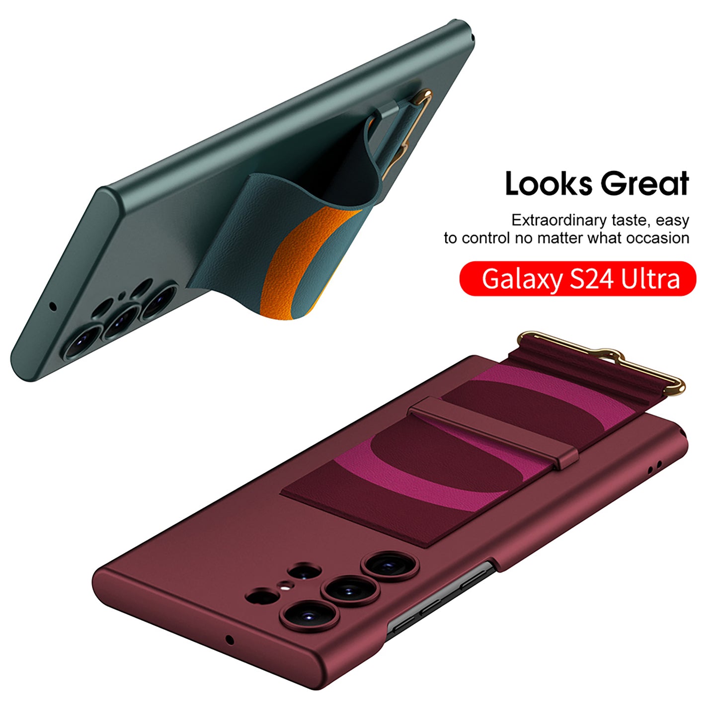 Leather Strap Holder All-inclusive Phone Case For Samsung S24 S23 S22 Ultra Plus - Mycasety Mycasety