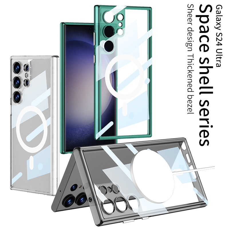 Magnetic Coil Protective Transparent Phone Case For Galaxy S24 S23 Ultra Plus