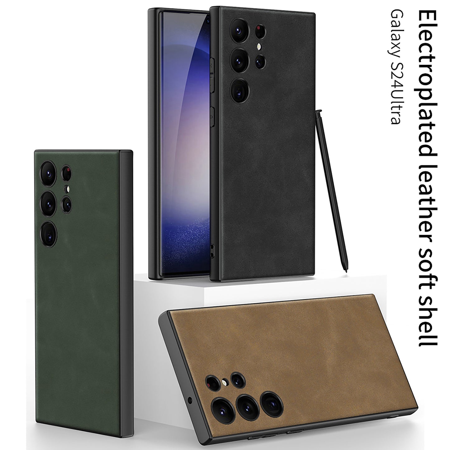 Matte Texture Leather Phone Case For Galaxy S24 S23 Ultra Plus