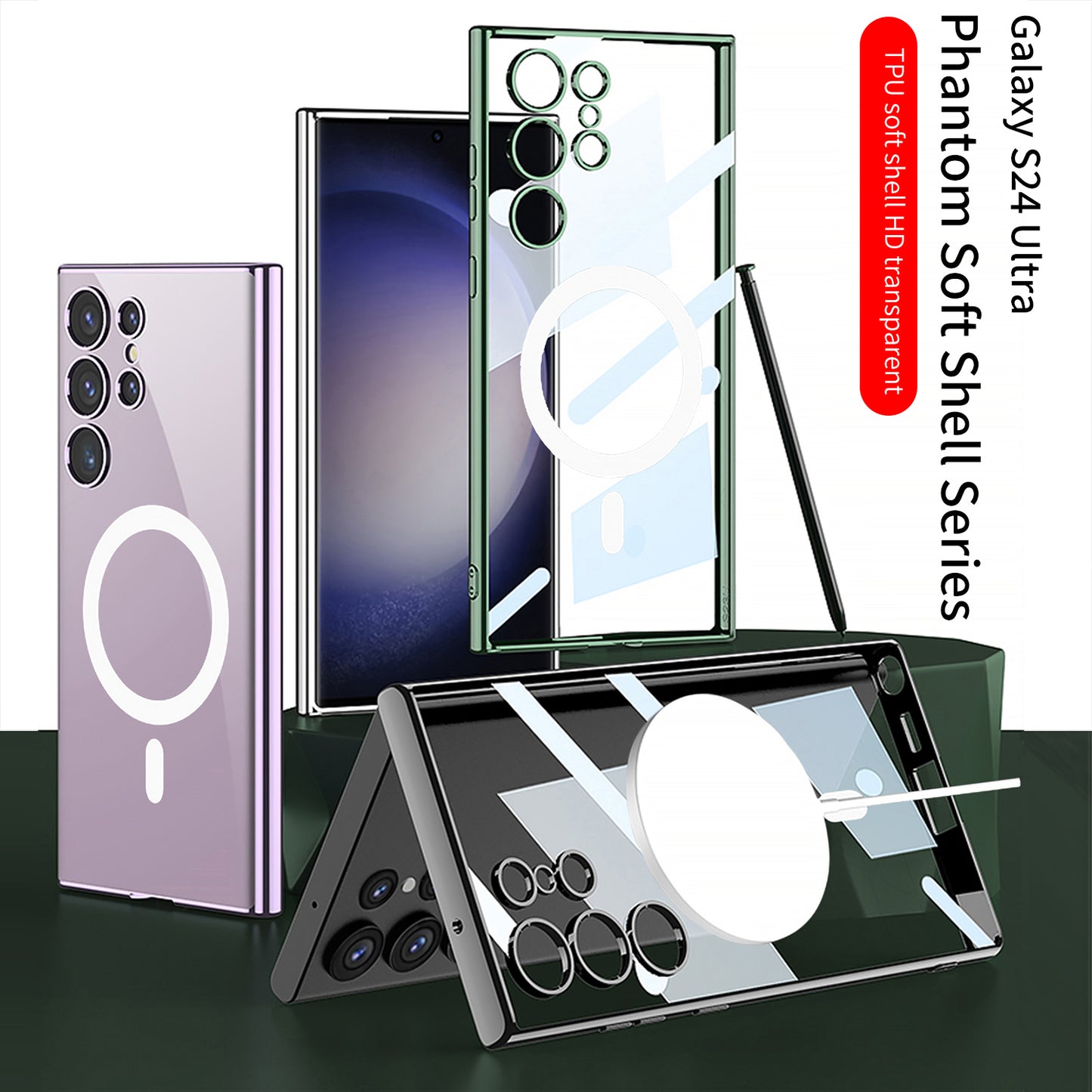Magnetic Magsafe Clear Soft Case for Galaxy S24 S23 Ultra Plus
