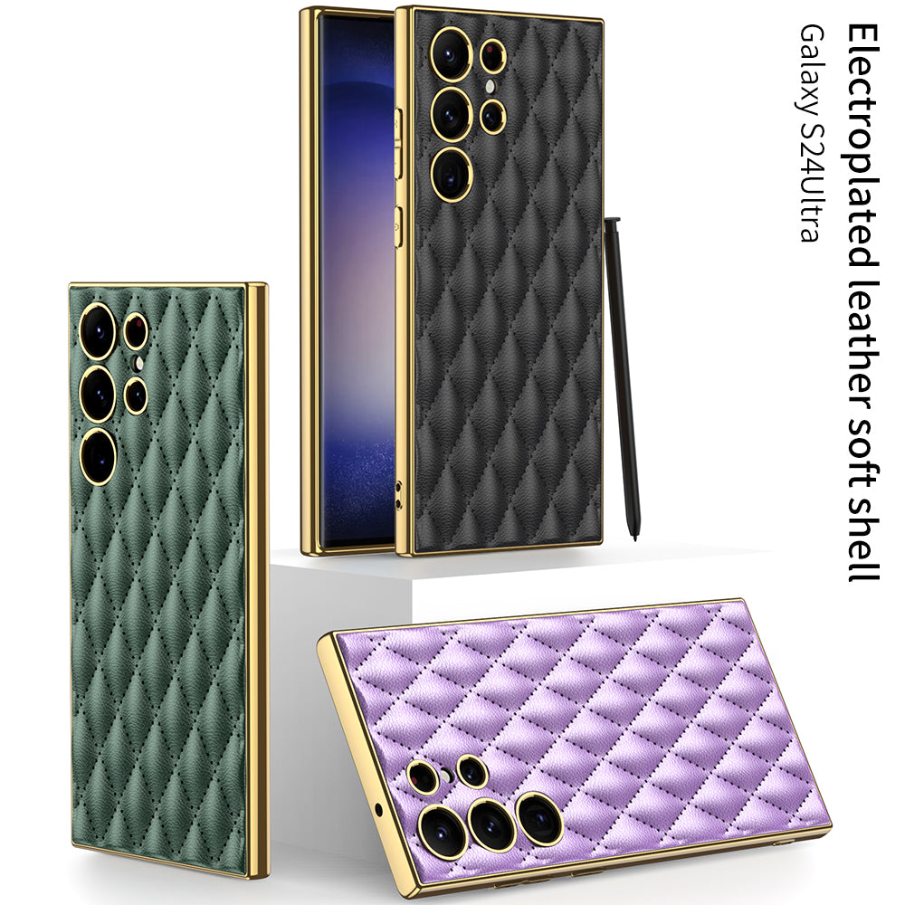 Electorplated Leather Soft Shell For Samsung Galaxy S24 S23 Ultra Plus - Mycasety Mycasety