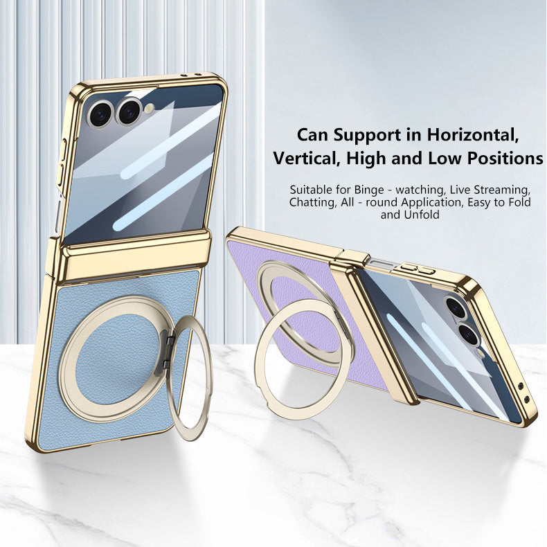 Magnetic All-included Leather Phone Case With Back Screen Protector For Galaxy Flip7