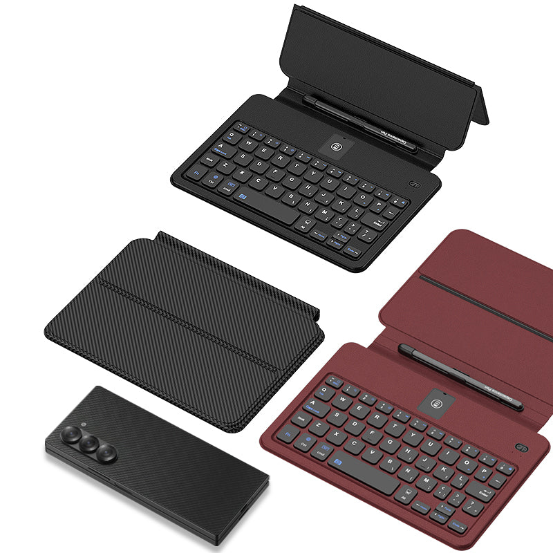 Wireless Leather Keyboard With Bluetooth Mouse And Stylus For Galaxy Z Fold