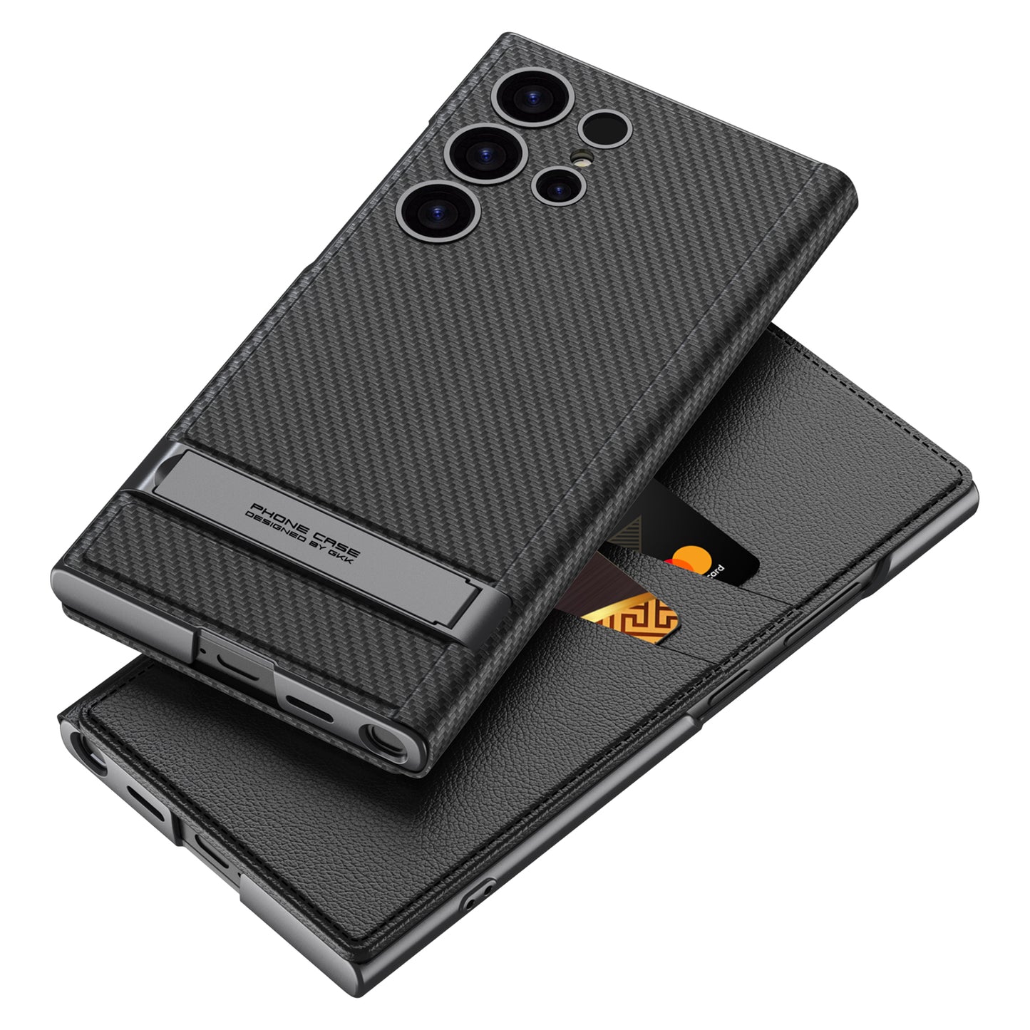 Leather Electroplated Protective Cover With Invisible Holder For Samsung Galaxy S24 S23 Ultra - Mycasety Mycasety