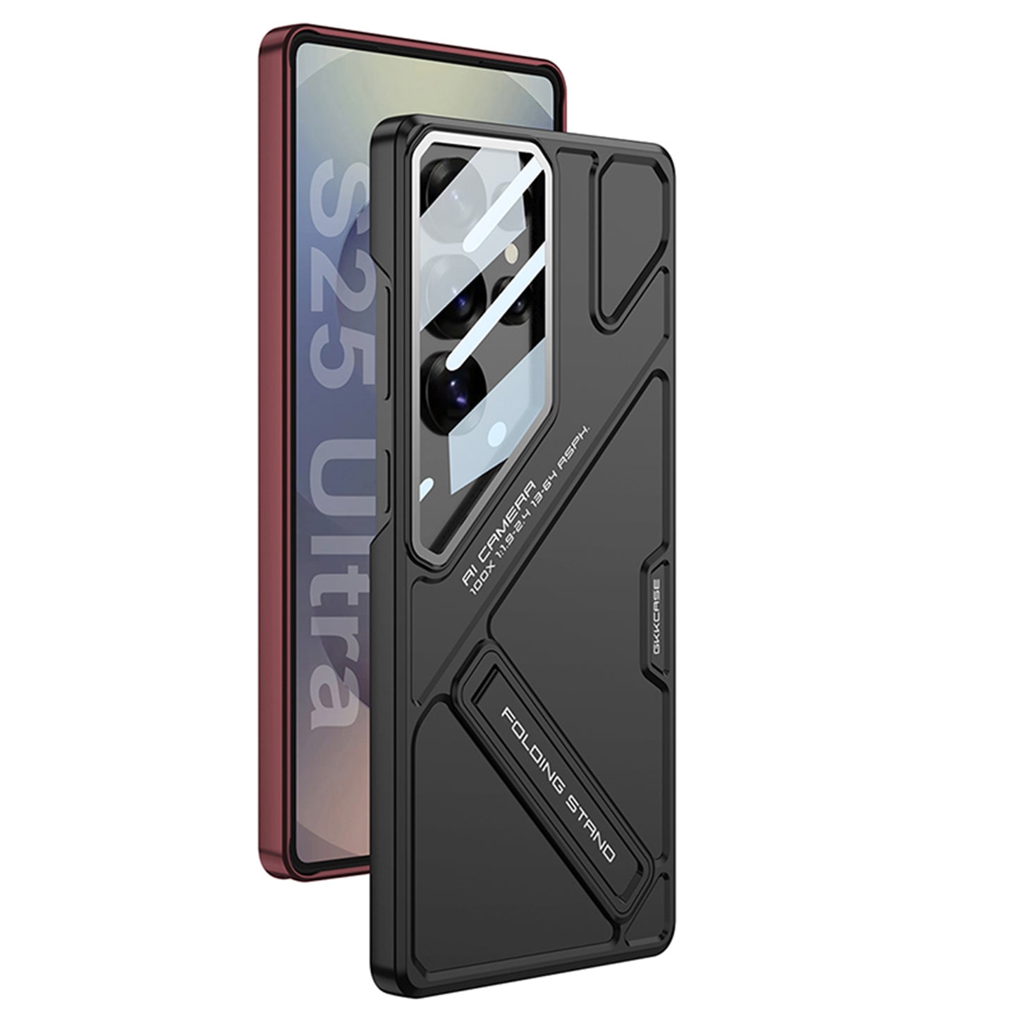 Full Lens Protection Phone Case With Holder For Galaxy S25 S24 S23 Ultra