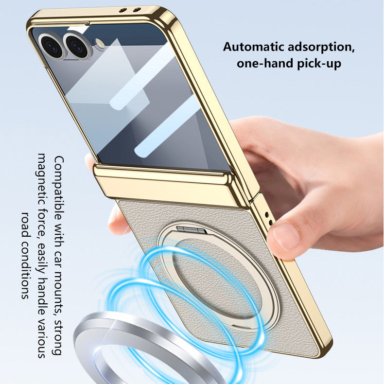 Magnetic All-included Leather Phone Case With Back Screen Protector For Galaxy Flip7