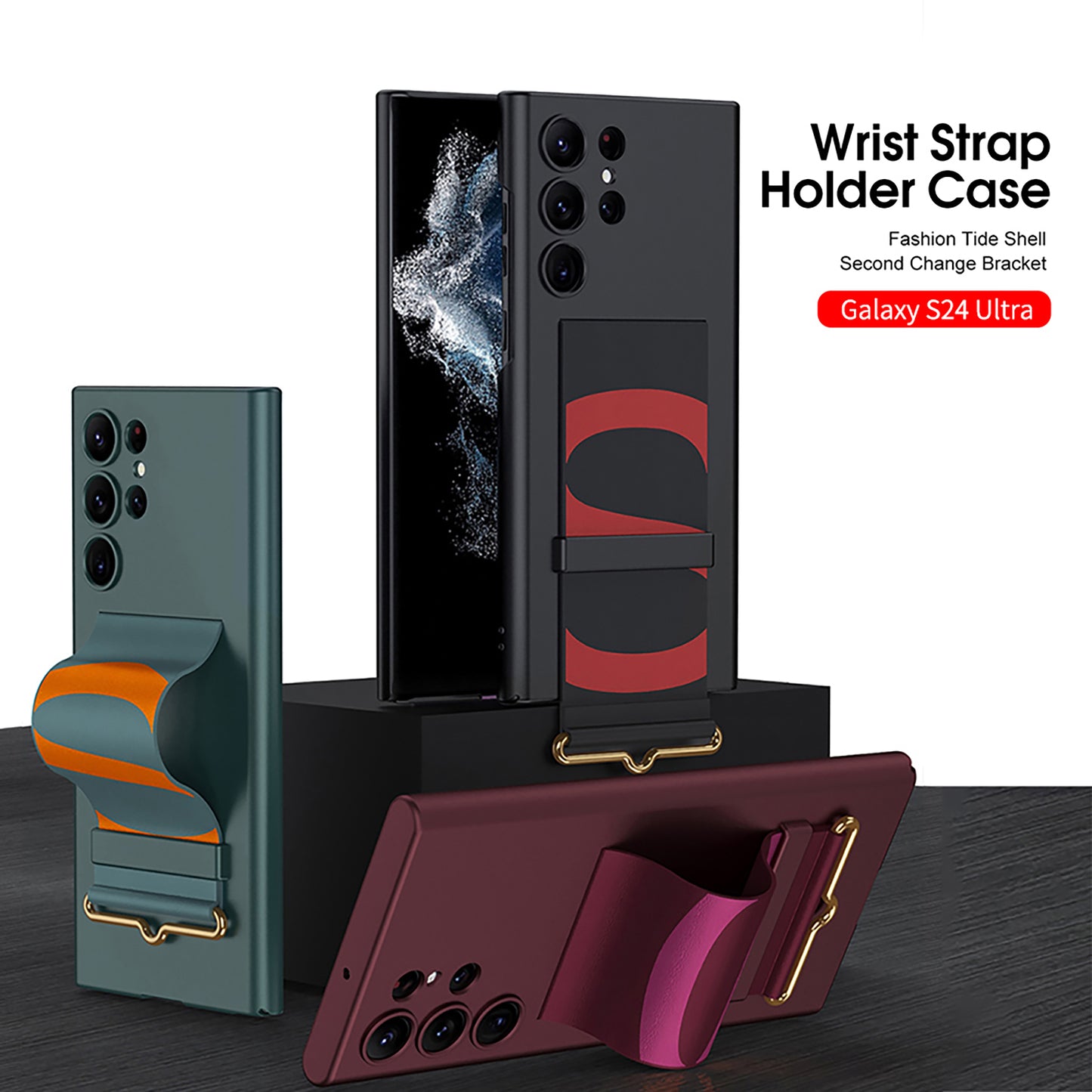 Leather Strap Holder All-inclusive Phone Case For Samsung S24 S23 S22 Ultra Plus - Mycasety Mycasety