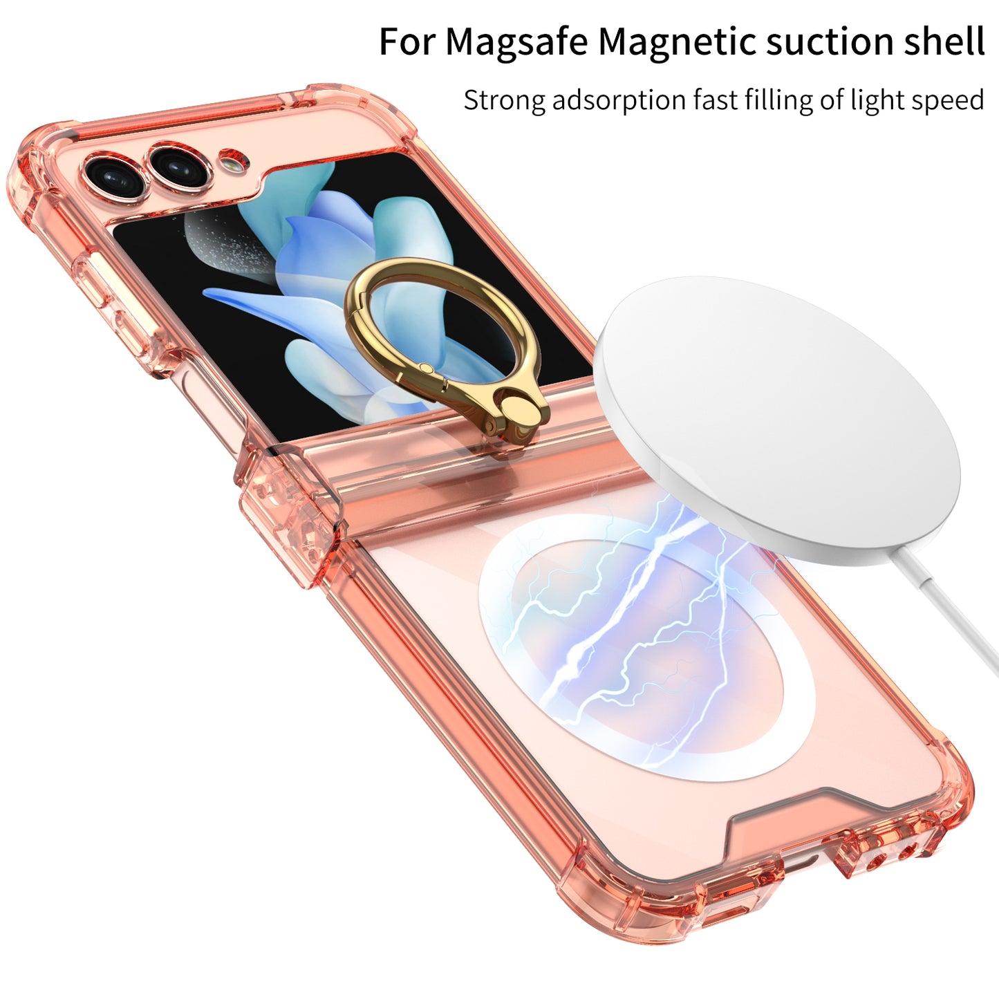 Magnetic MagSafe Airbag Ring Hinge Phone Case For Galaxy Z Flip5 Flip4 Flip3