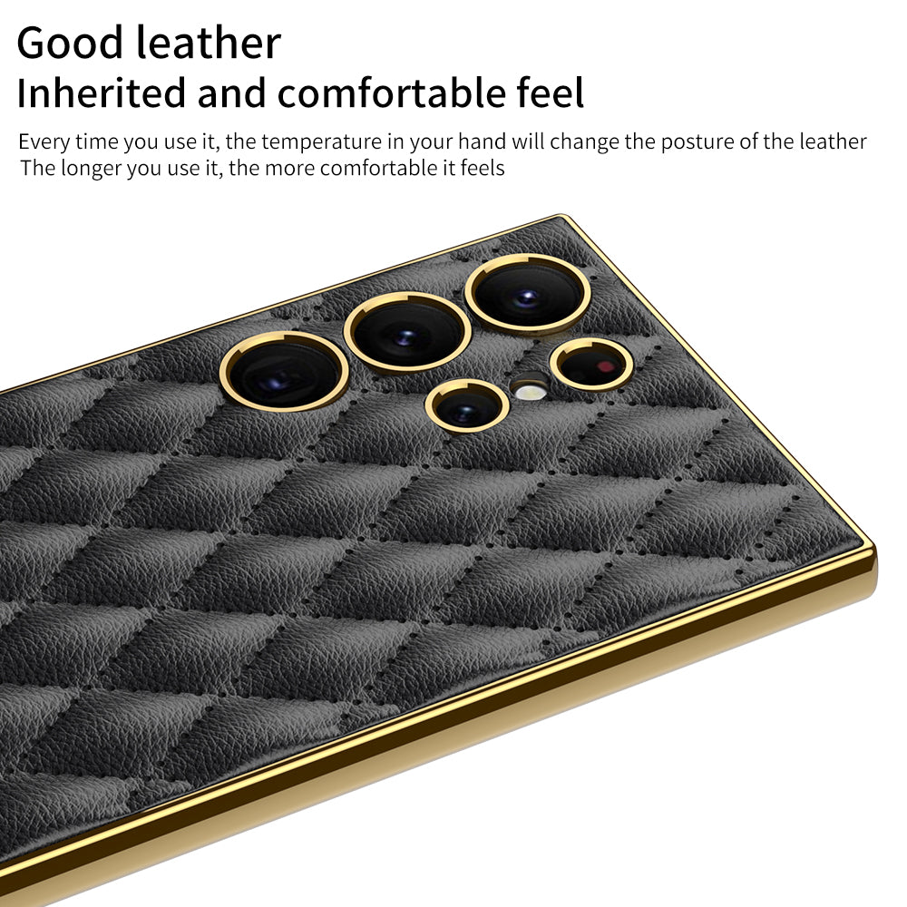 Electorplated Leather Soft Shell For Samsung Galaxy S24 S23 Ultra Plus - Mycasety Mycasety