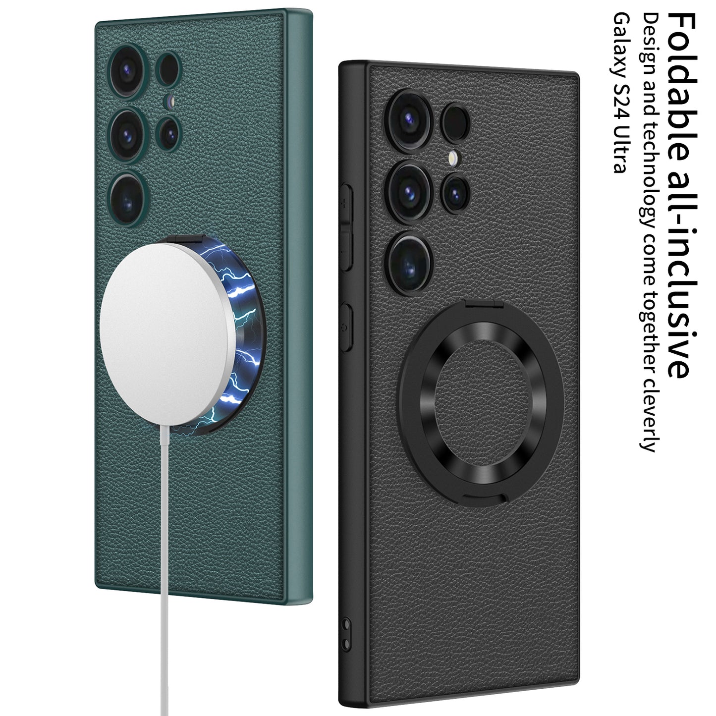 Luxury Leather Magnetic Bracket Protective Phone Case For Samsung Galaxy S24 Ultra Plus - Mycasety Mycasety