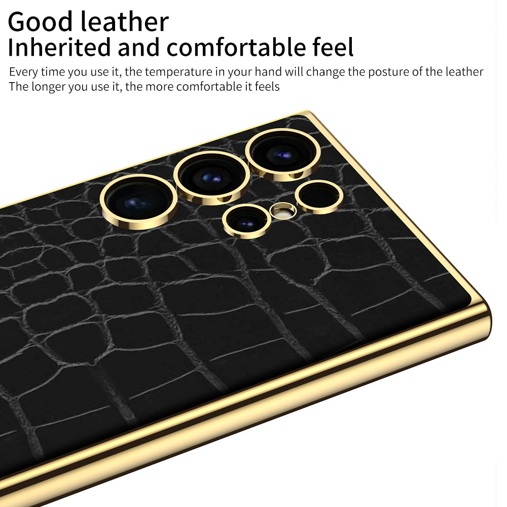 Luxury Leather Electroplated Protective Phone Case For Samsung Galaxy S24 S23 Ultra Plus - Mycasety Mycasety