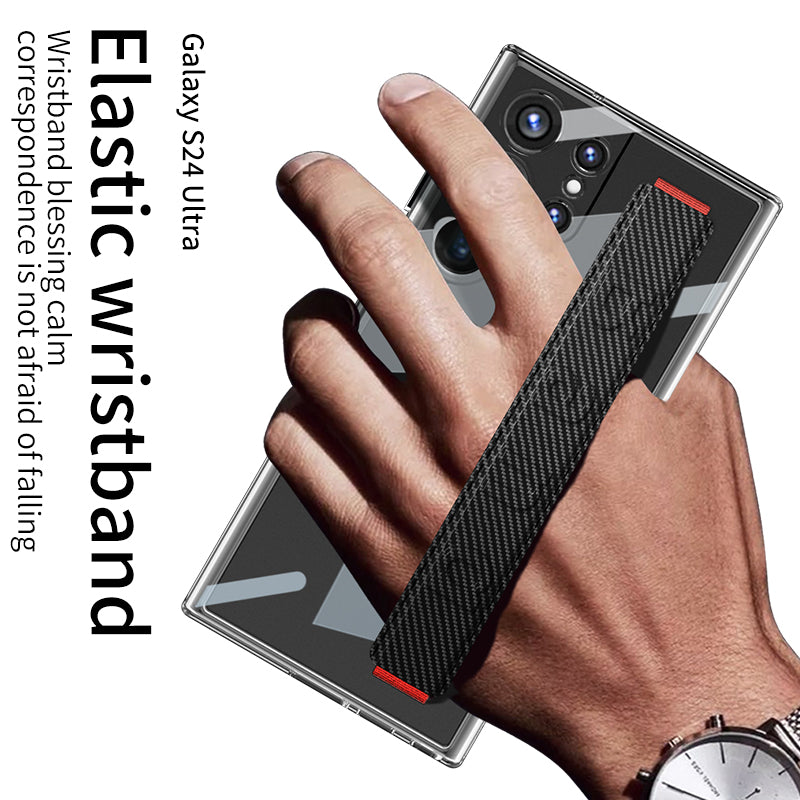 Transparent Space Shell Wristband Holder Phone Case For Galaxy S24 S23 Ultra Plus