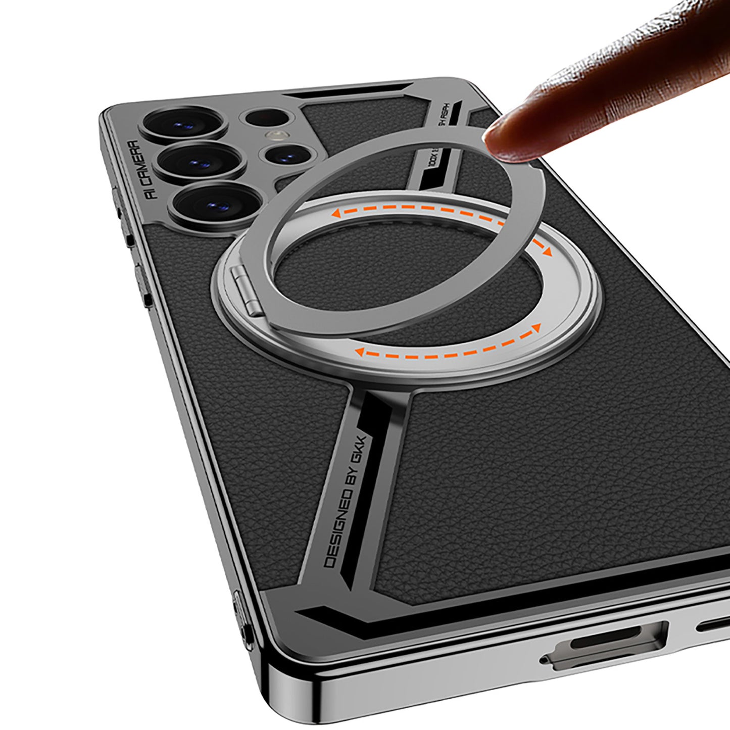 Electroplating Leather Shockproof Phone Case With Magnetic Ring Holder For Galaxy S25 S24 S23 Ultra