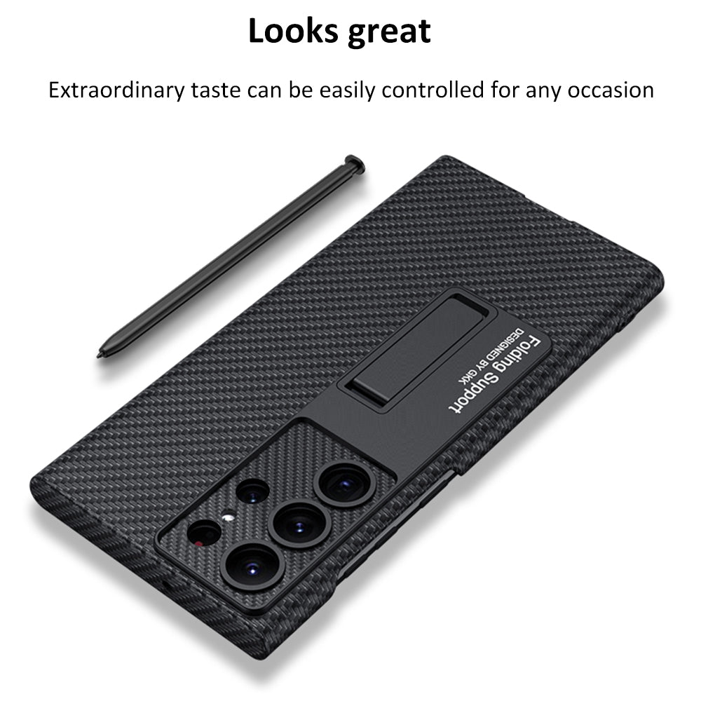 Invisible Bracket Leather Phone Case For Samsung Galaxy S24 S23 S22 Ultra Plus - Mycasety Mycasety