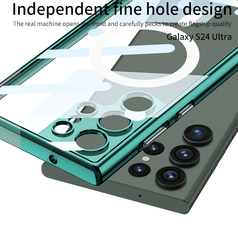 Magnetic Coil Protective Transparent Phone Case For Galaxy S24 S23 Ultra Plus