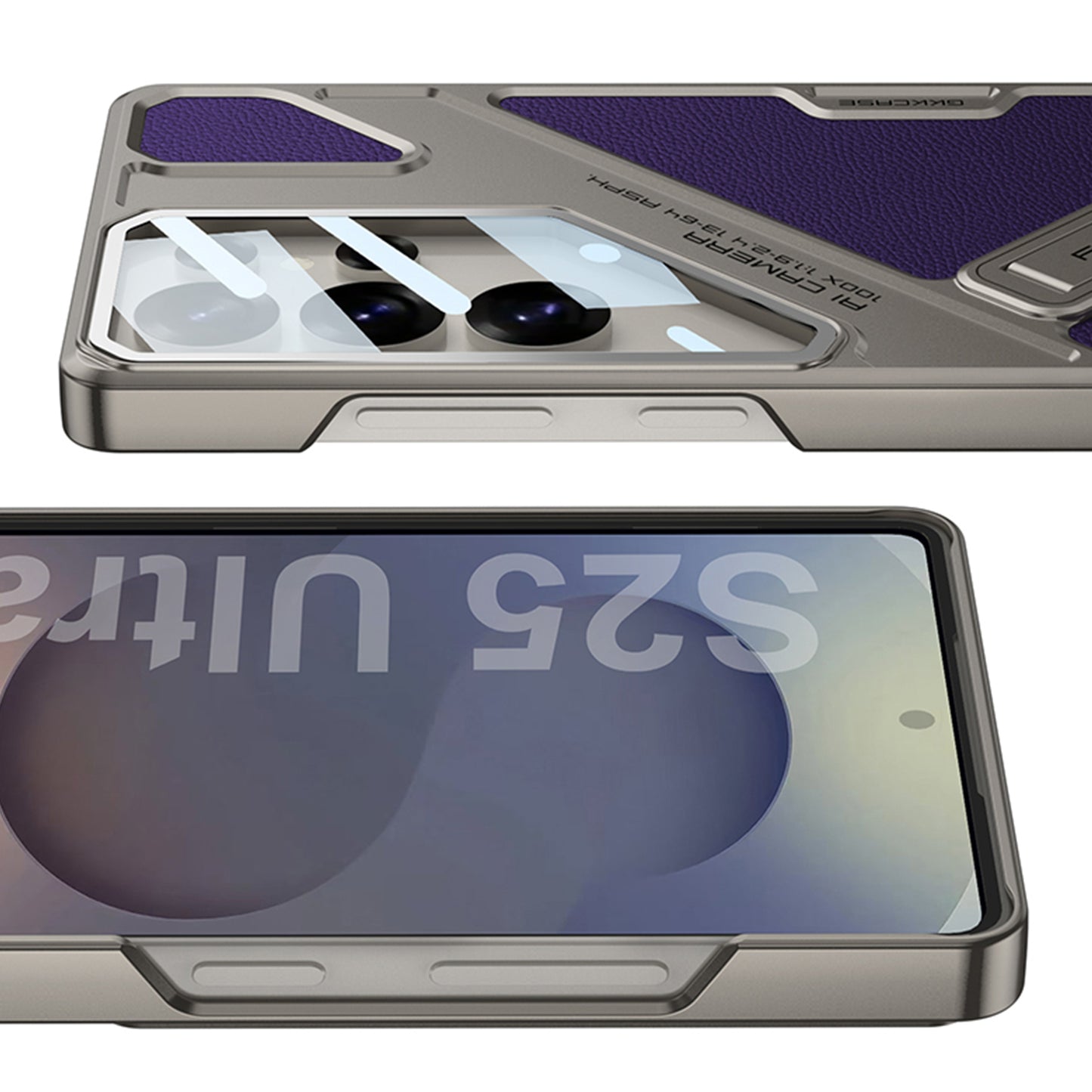 Full Lens Protection Leather Phone Case With Holder For Galaxy S25 S24 S23 Ultra