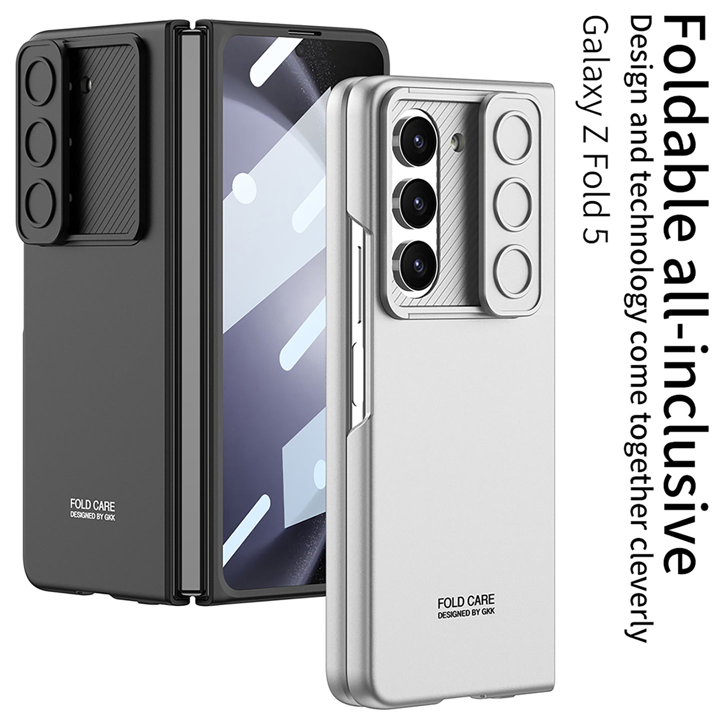 All-inclusive Lens Slide Protector Phone Case With Back Screen Protector For Samsung Galaxy Z Fold5 - Mycasety Mycasety