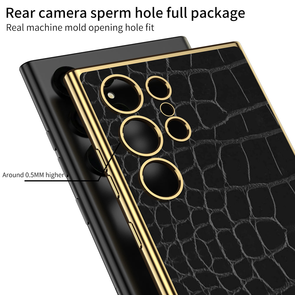 Luxury Leather Electroplated Protective Phone Case For Samsung Galaxy S24 S23 Ultra Plus - Mycasety Mycasety