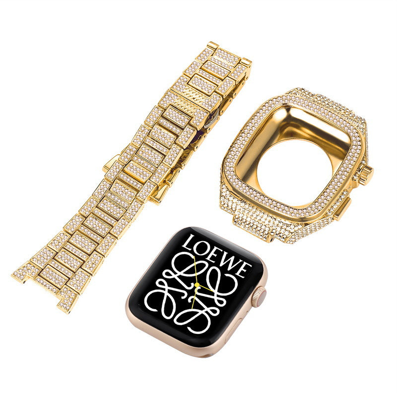 Luxury Metal Crystal Diamond Case Strap For Apple Watch Series 44/45mm - mycasety2023 Mycasety