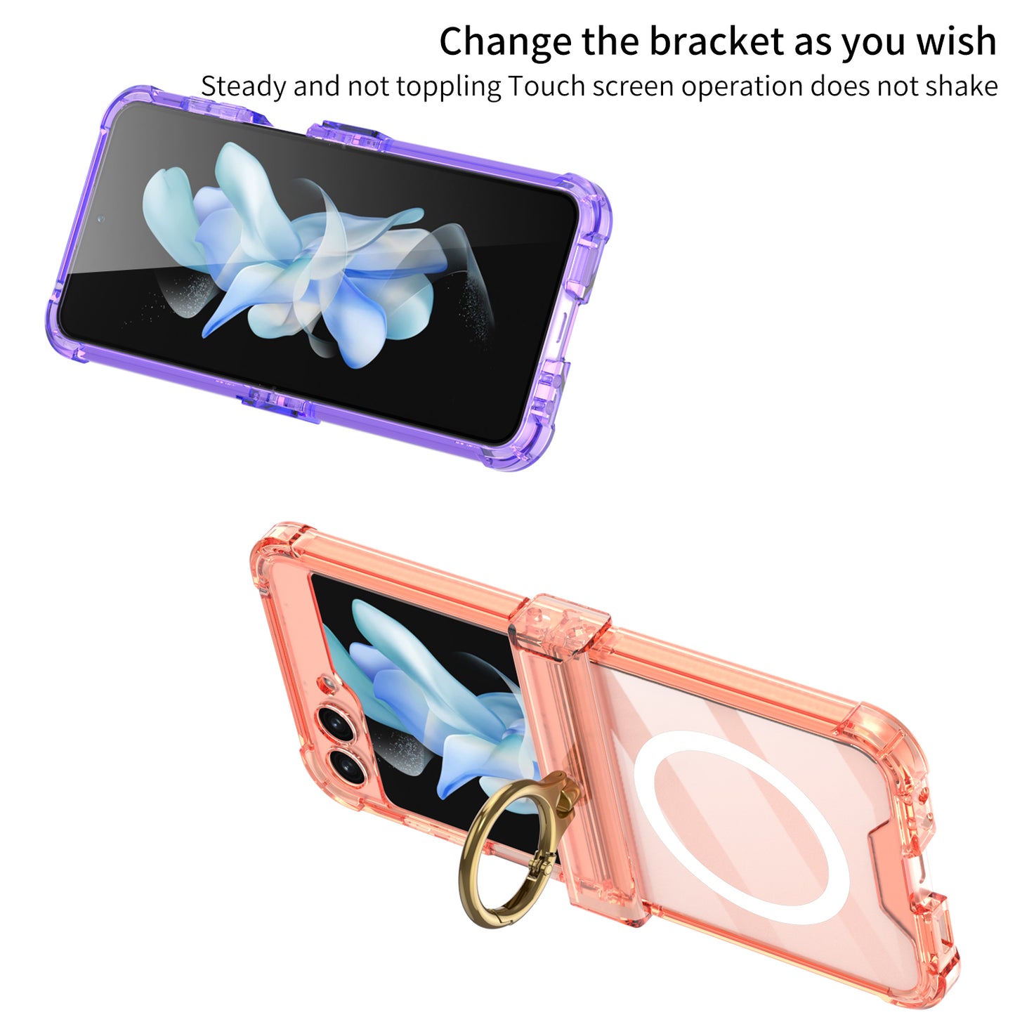 Magnetic MagSafe Airbag Ring Hinge Phone Case For Galaxy Z Flip5 Flip4 Flip3