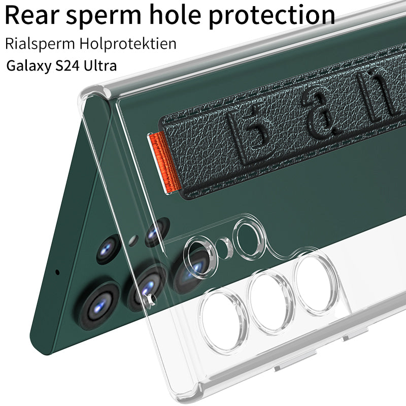 Transparent Space Shell Wristband Holder Phone Case For Galaxy S24 S23 Ultra Plus