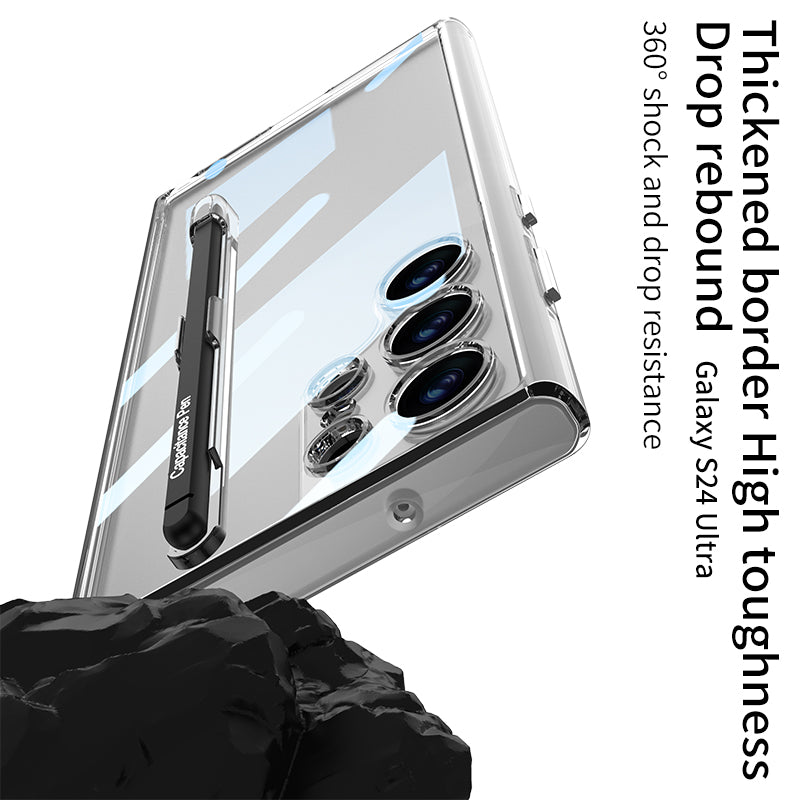 Transparent Protective Phone Case With Pen Box & Stylus For Galaxy S24 Ultra Plus