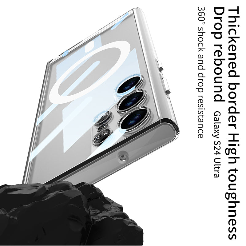 Magnetic Coil Protective Transparent Phone Case For Galaxy S24 S23 Ultra Plus