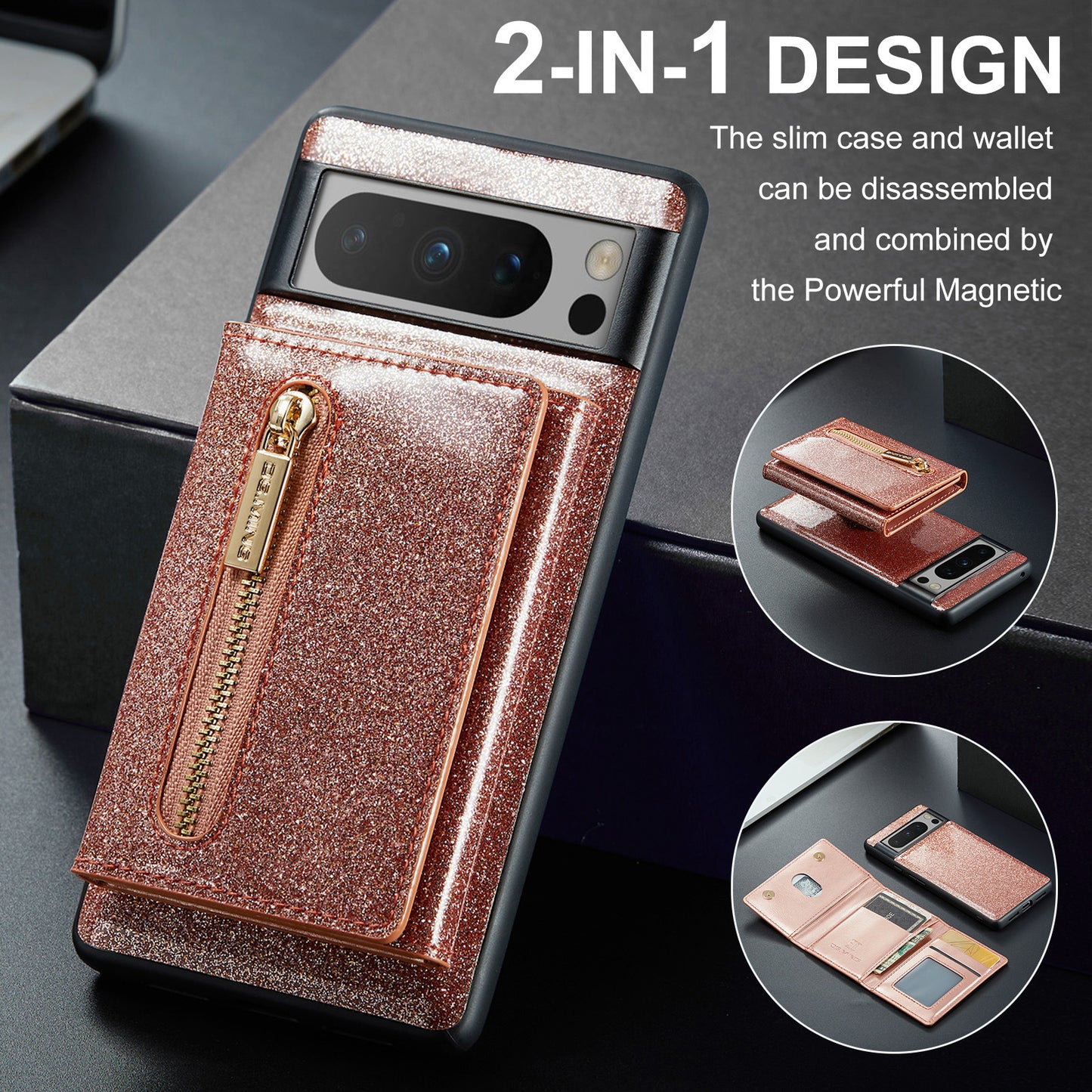 Luxury Magnetic All-inclusive Protective Cover With Card Holder For Google Pixel 7 8 Series - Mycasety Mycasety