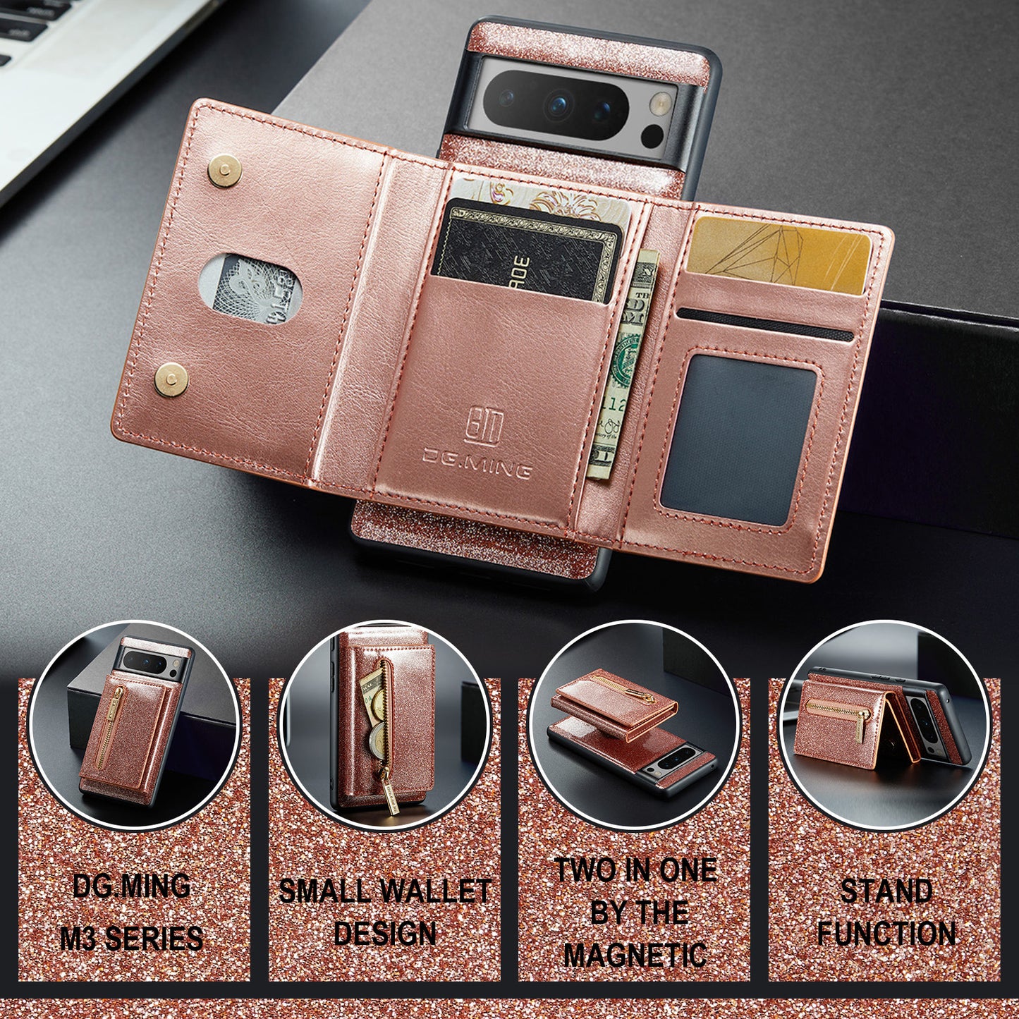 Luxury Magnetic All-inclusive Protective Cover With Card Holder For Google Pixel 7 8 Series - Mycasety Mycasety