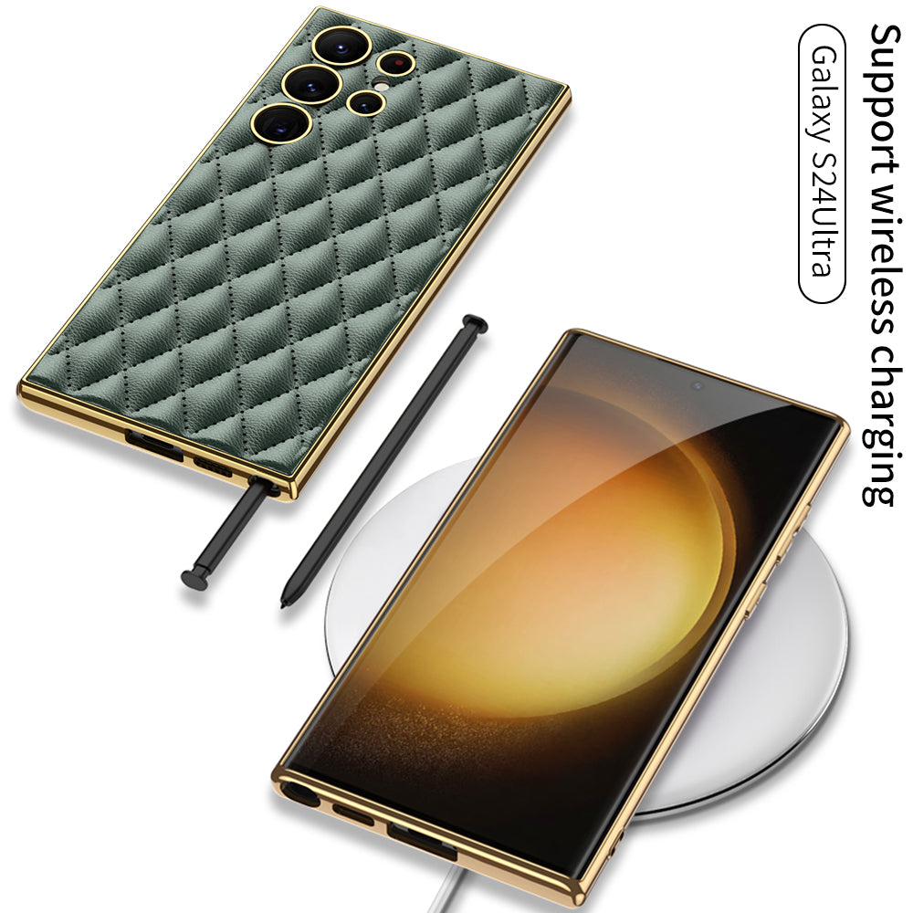 Electorplated Leather Soft Shell For Samsung Galaxy S24 S23 Ultra Plus - Mycasety Mycasety