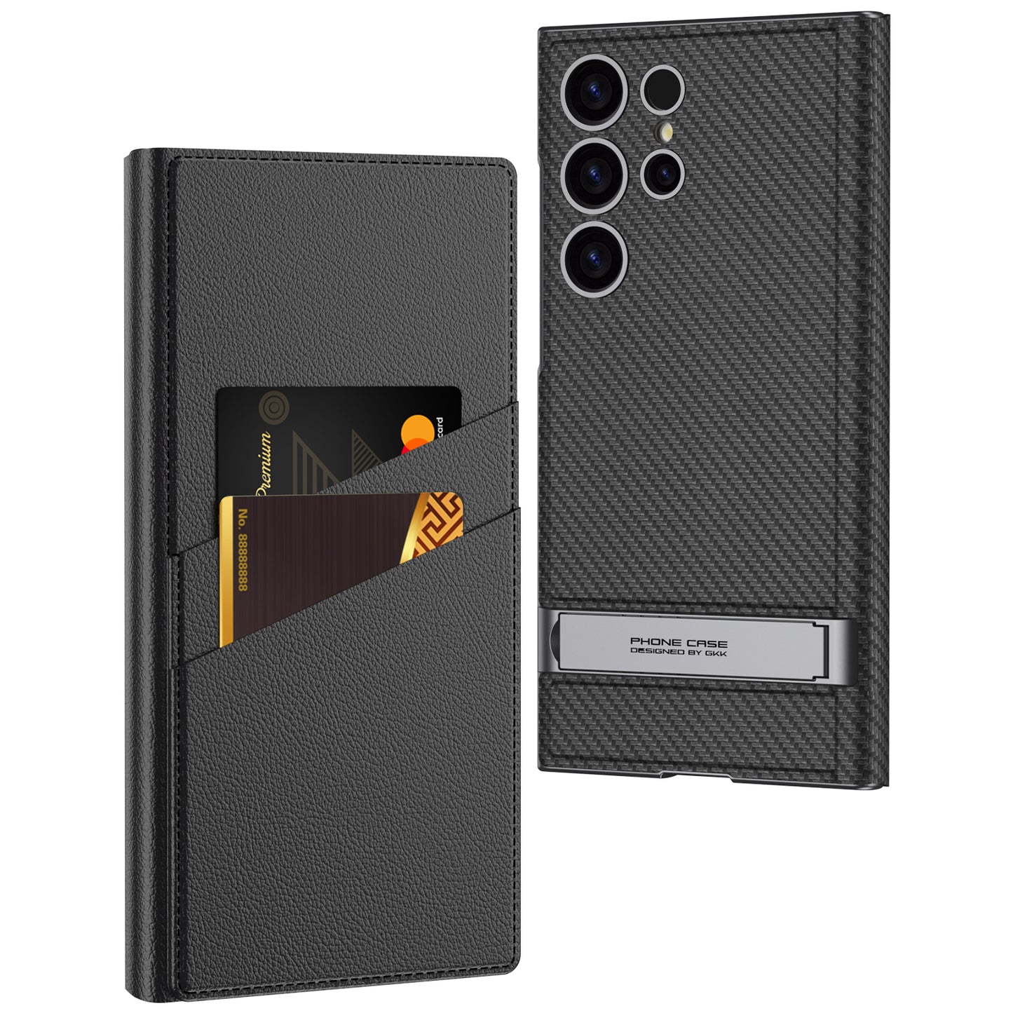 Leather Electroplated Protective Cover With Invisible Holder For Samsung Galaxy S24 S23 Ultra - Mycasety Mycasety