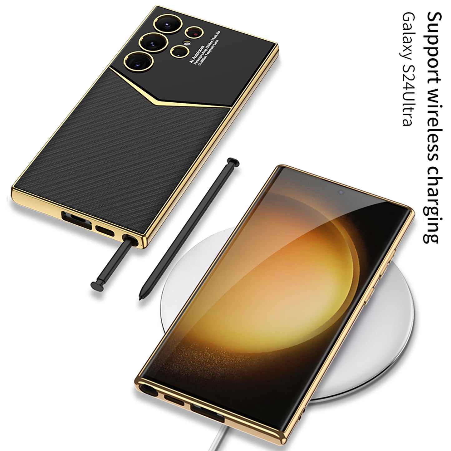 Electroplated Leather Phone Case For Samsung Galaxy S24 S23 Ultra Plus - Mycasety Mycasety
