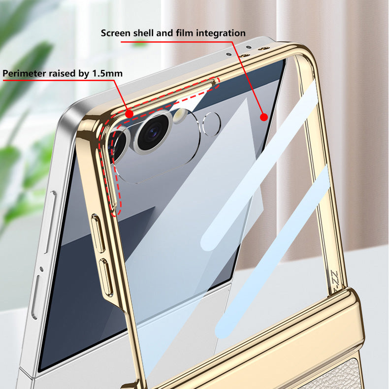 Magnetic All-included Leather Phone Case With Back Screen Protector For Galaxy Flip7