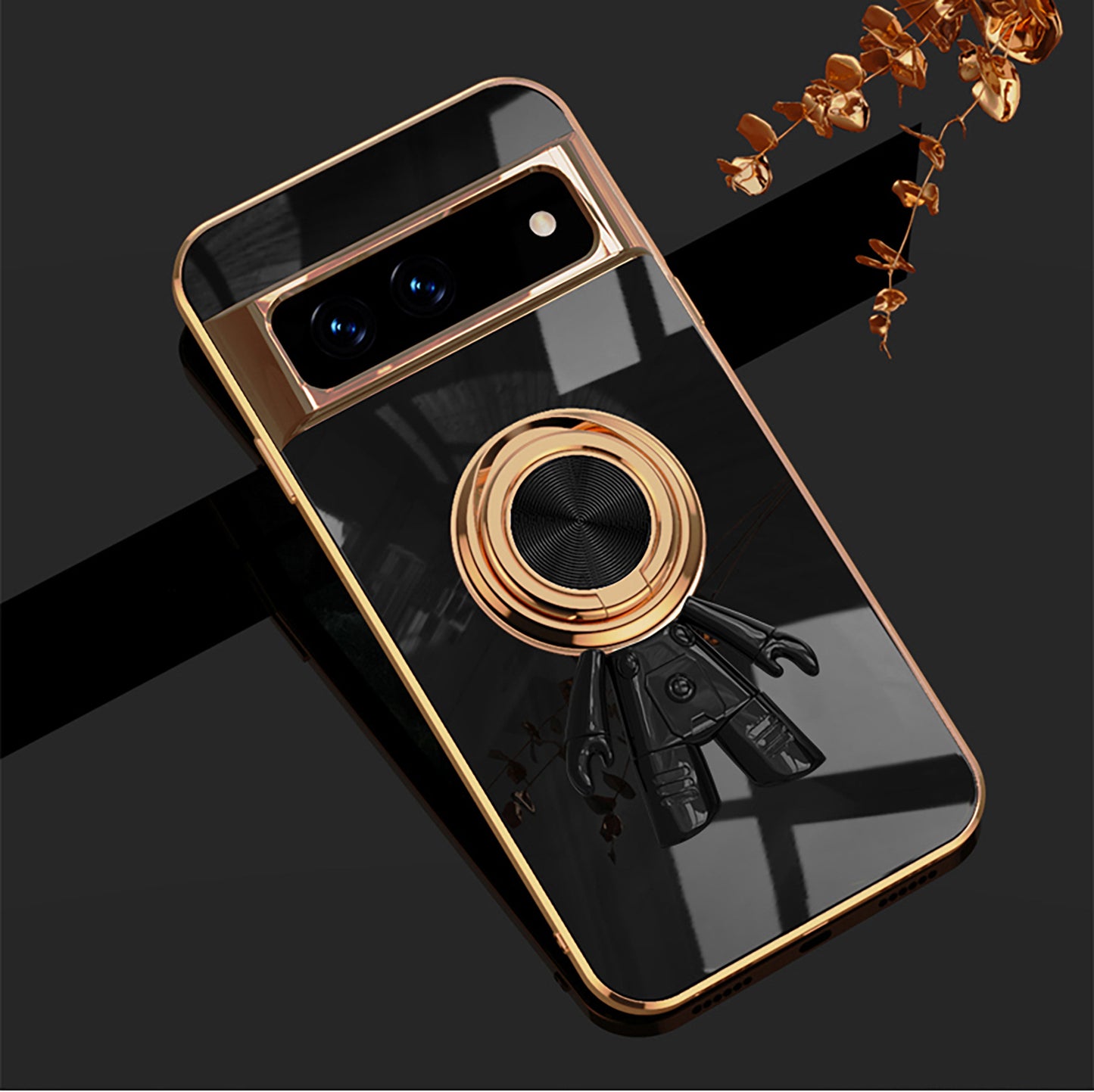 Electroplating Astronaut Ring Holder Phone Case For Google Pixel 7 8 Series - Mycasety Mycasety