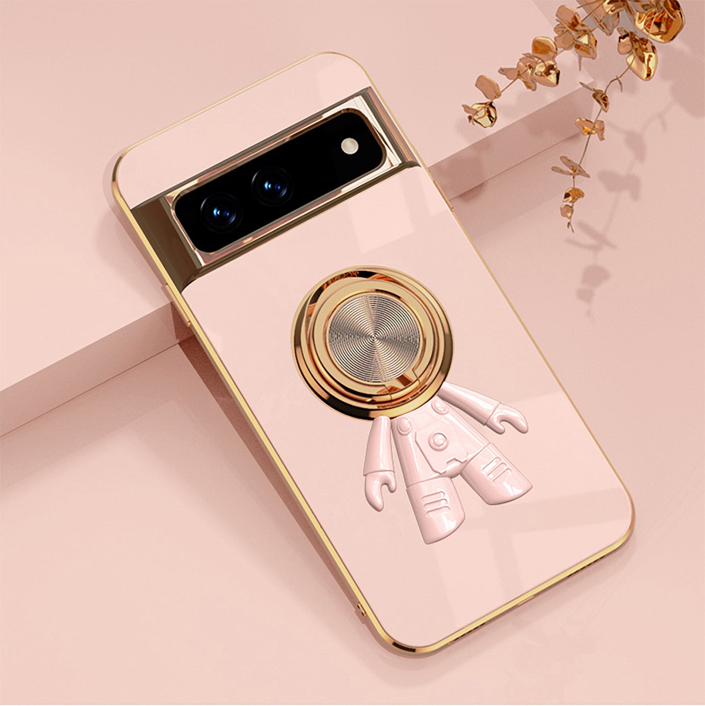 Electroplating Astronaut Ring Holder Phone Case For Google Pixel 7 8 Series - Mycasety Mycasety