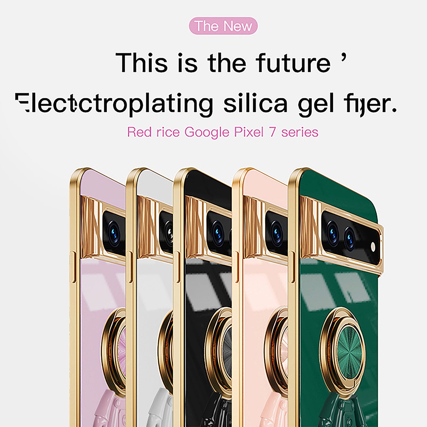 Electroplating Astronaut Ring Holder Phone Case For Google Pixel 7 8 Series - Mycasety Mycasety