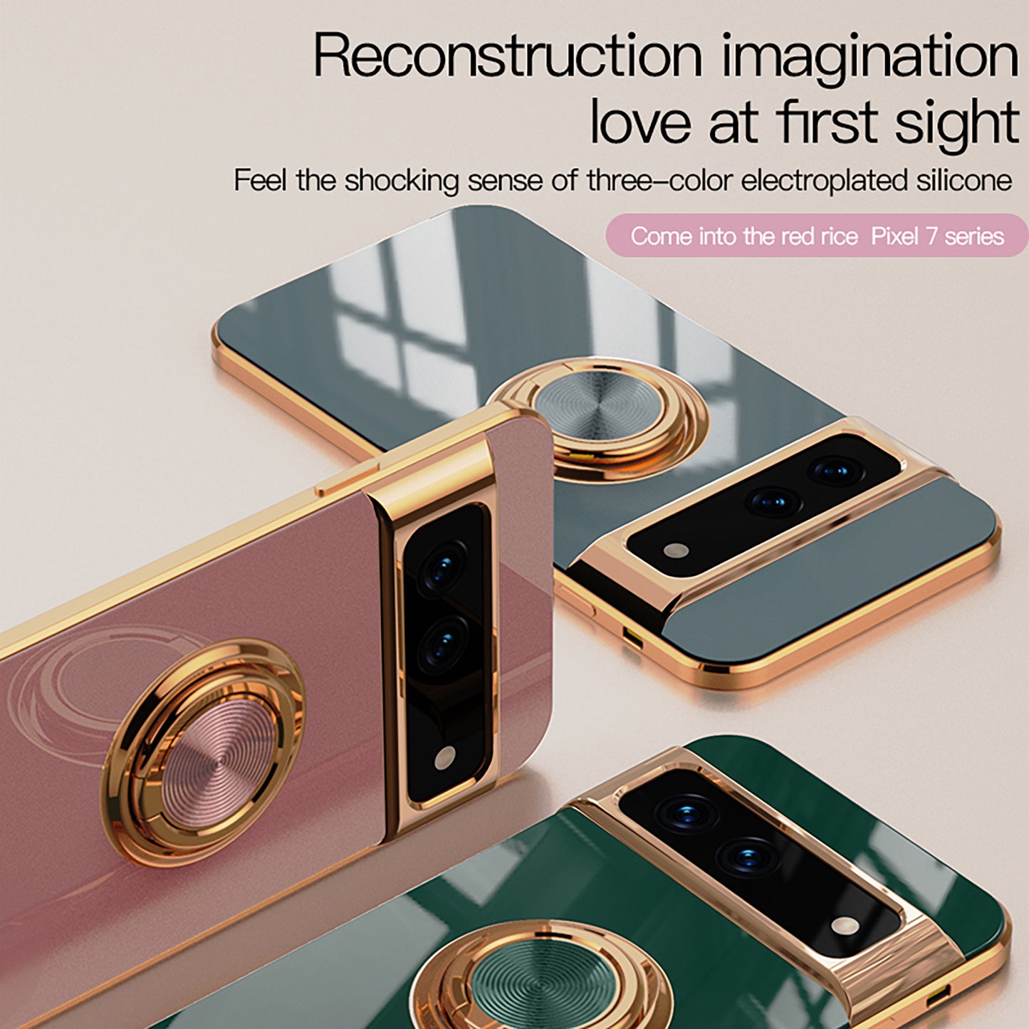 Electroplating Ring Holder Phone Case For Google Pixel 7 8 Series - Mycasety Mycasety