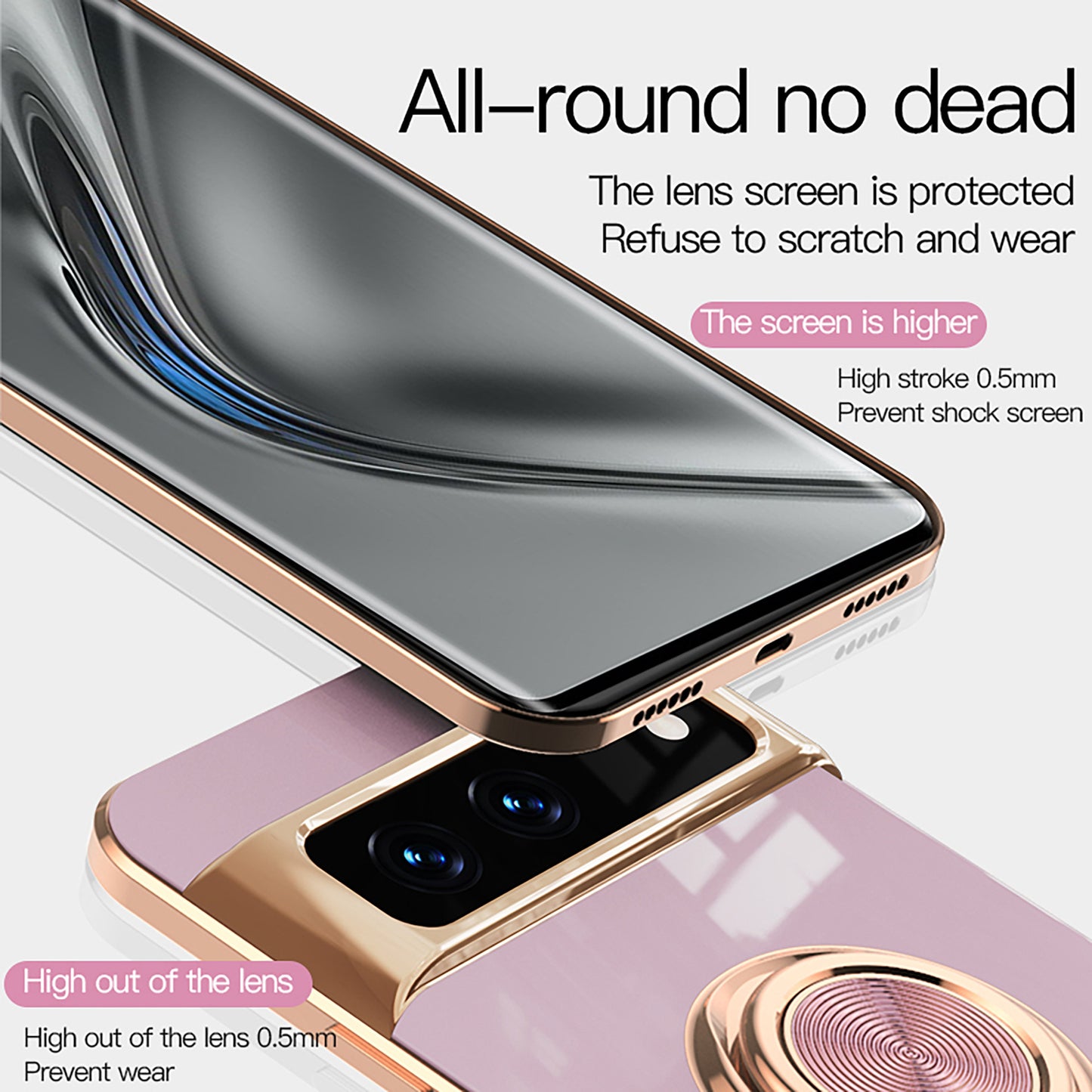 Electroplating Ring Holder Phone Case For Google Pixel 7 8 Series - Mycasety Mycasety