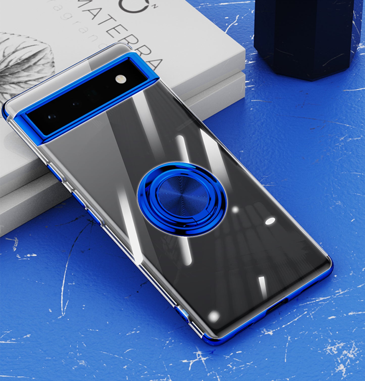 Electroplating Clear Ring Holder Phone Case For Google Pixel 7 Series - Mycasety Mycasety