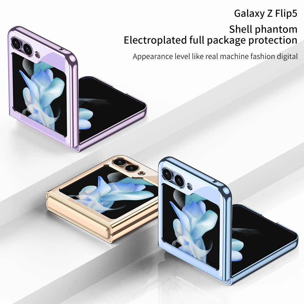 Electroplating Transparent Protective Phone Case For Samsung Galaxy Z Flip5 Flip4 Flip3 - Mycasety Mycasety