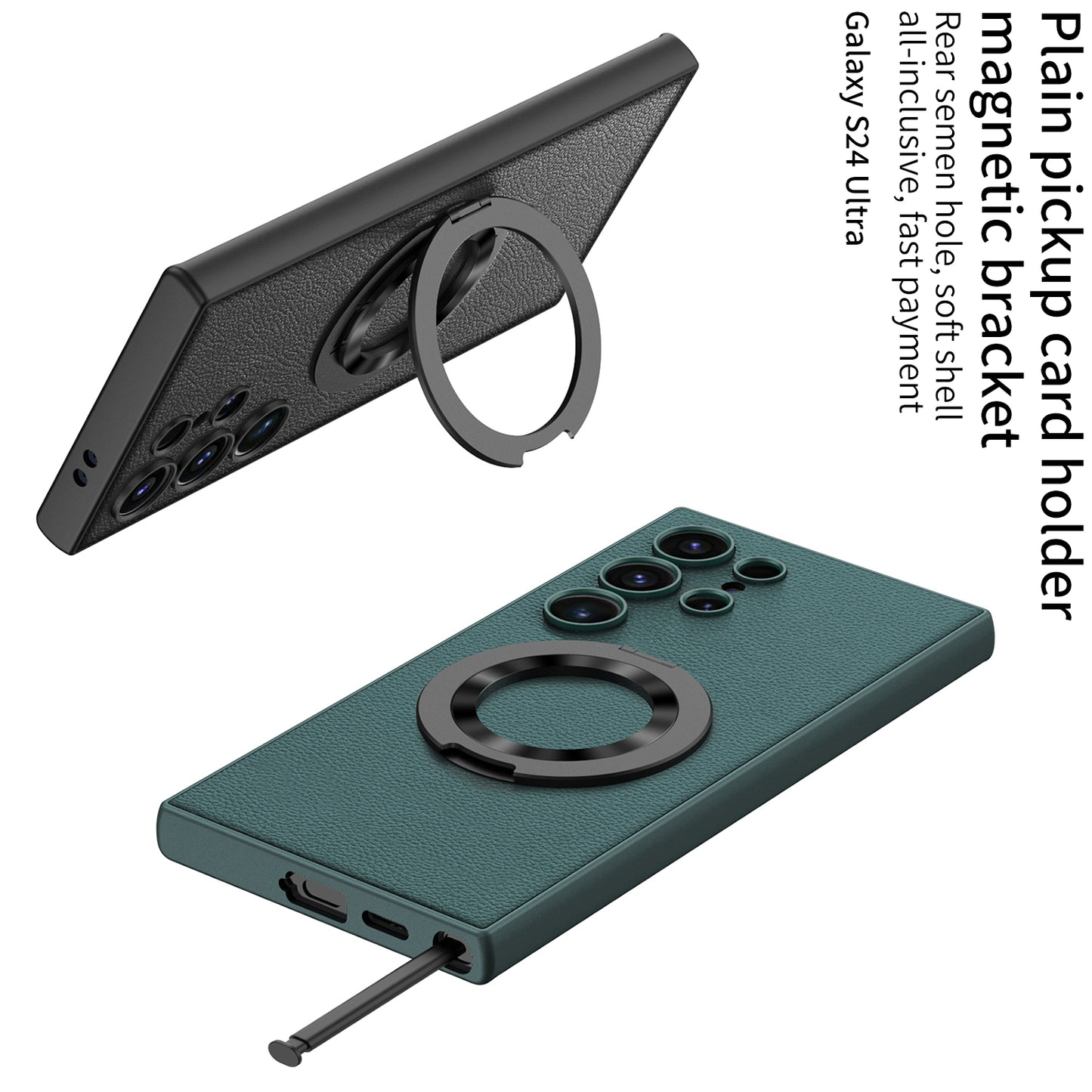 Luxury Leather Magnetic Bracket Protective Phone Case For Samsung Galaxy S24 Ultra Plus - Mycasety Mycasety