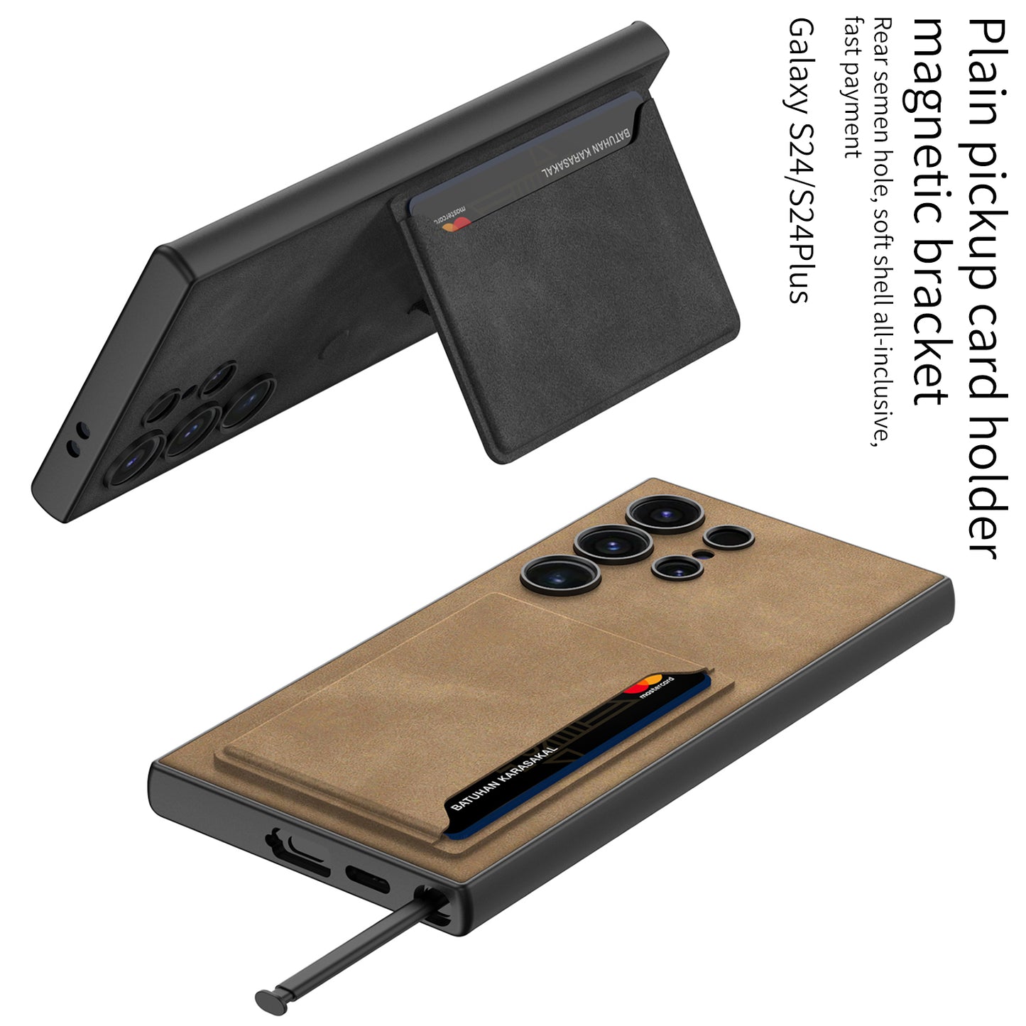 Frosted Leather Phone Case With Card Holder For Samsung Galaxy S24 Ultra Plus - Mycasety Mycasety