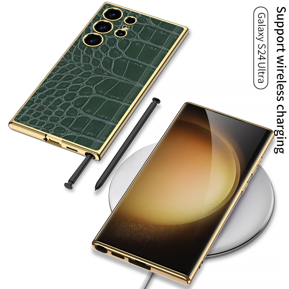 Luxury Leather Electroplated Protective Phone Case For Samsung Galaxy S24 S23 Ultra Plus - Mycasety Mycasety