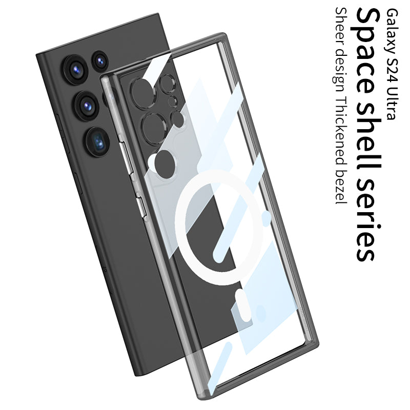 Magnetic Coil Protective Transparent Phone Case For Galaxy S24 S23 Ultra Plus