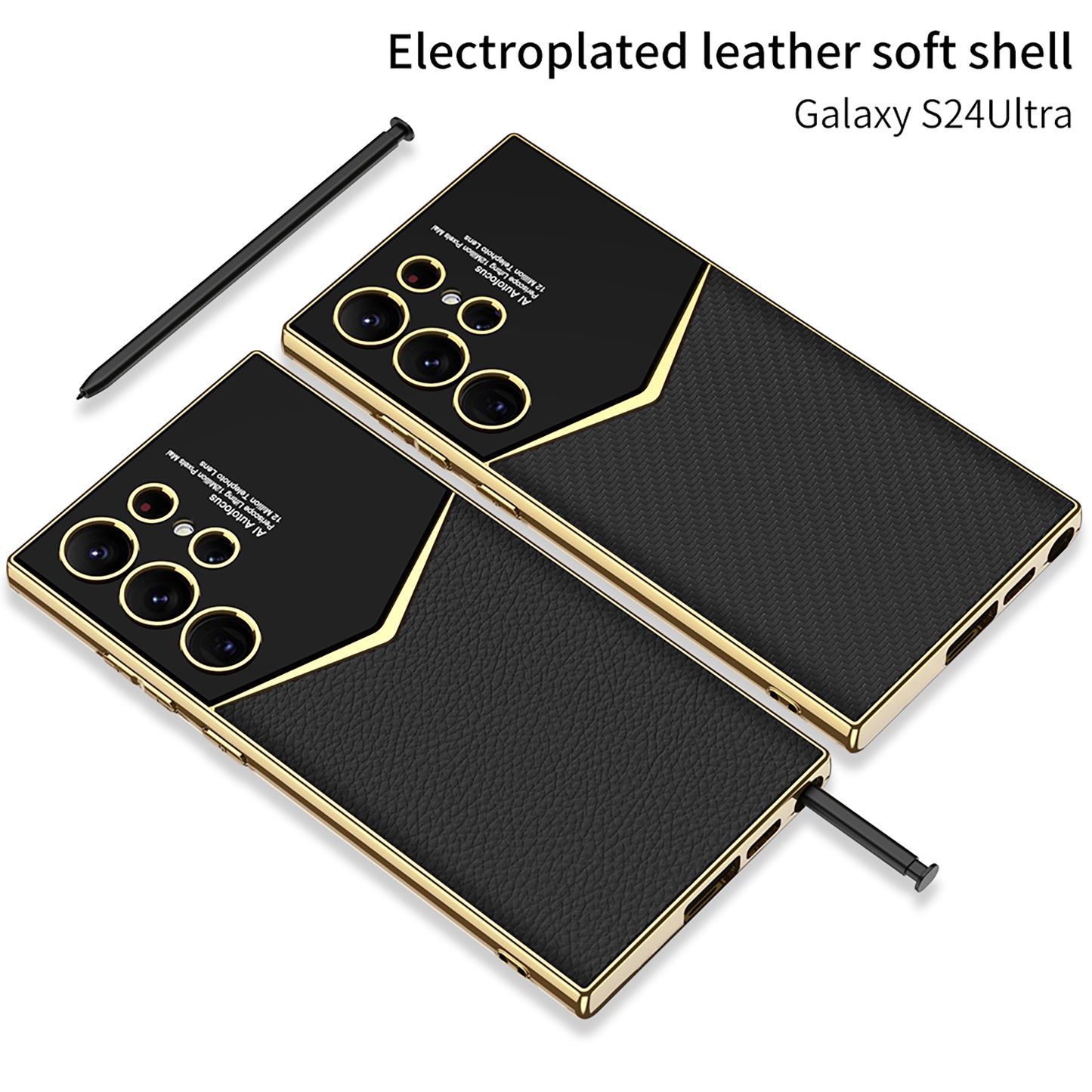 Electroplated Leather Phone Case For Samsung Galaxy S24 S23 Ultra Plus - Mycasety Mycasety