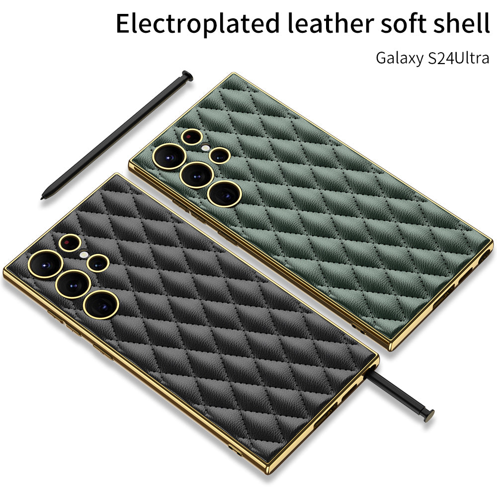 Electorplated Leather Soft Shell For Samsung Galaxy S24 S23 Ultra Plus - Mycasety Mycasety
