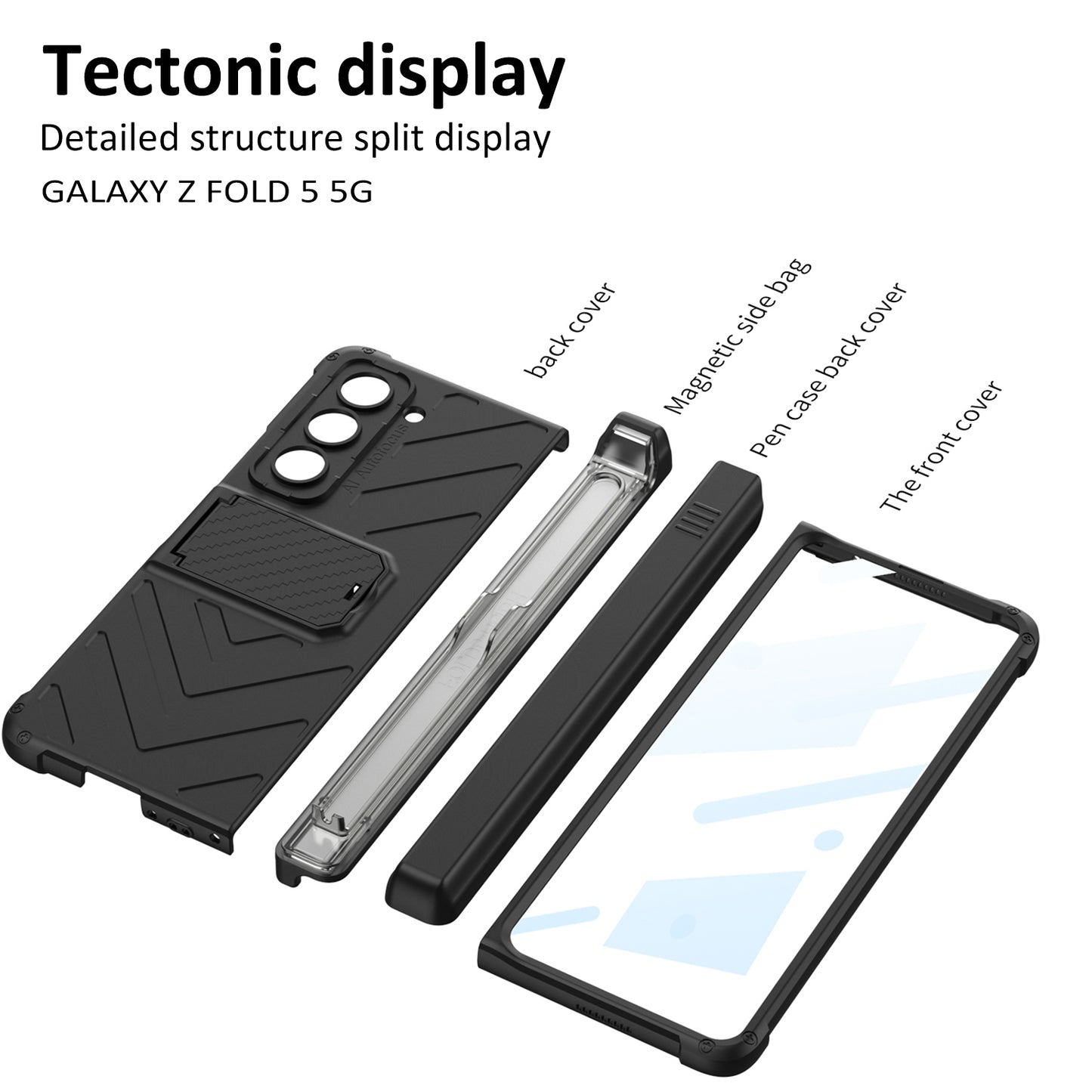 Magnetic Armor All-included Slide Pen Case With Back Screen Glass Hinge Holder Phone Cover For Galaxy Z Fold3 Fold4 Fold5 Fold6