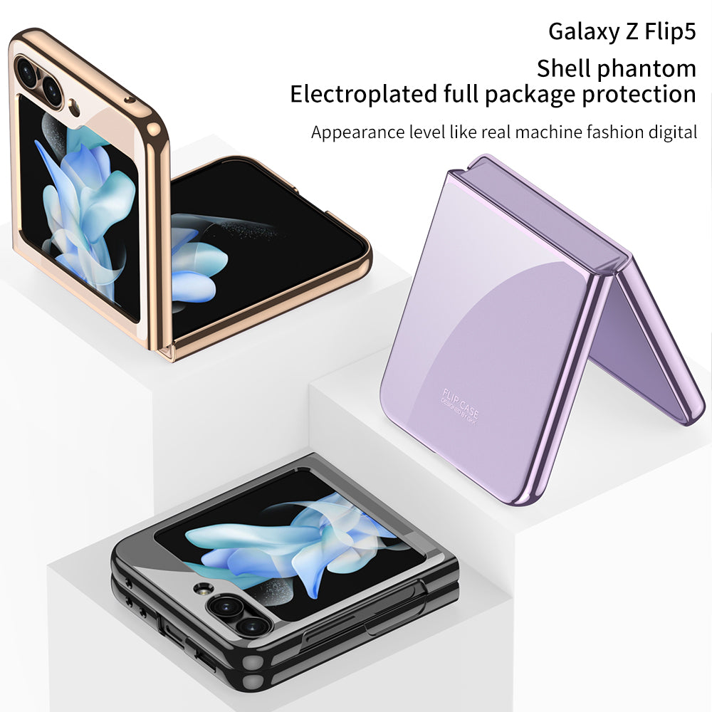 Electroplating Transparent Protective Phone Case For Samsung Galaxy Z Flip5 Flip4 Flip3 - Mycasety Mycasety